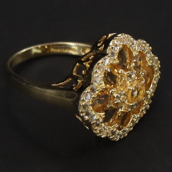 Designer Diamond Citrine Ring in Silver 925 and Gold 585 Stamped STUNNING - Picture 2 of 5
